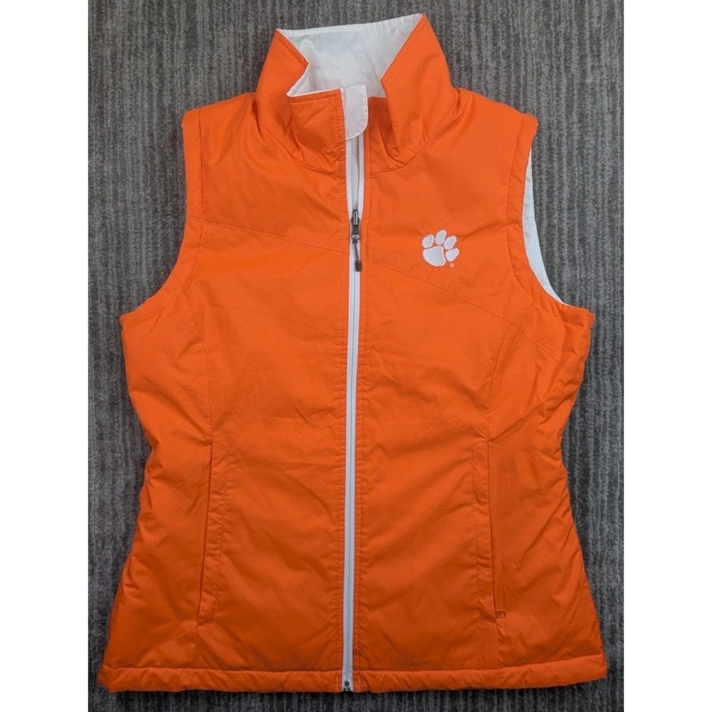 Clemson Tigers Columbia Reversible Puffer Vest Women's Medium Orange White NCAA